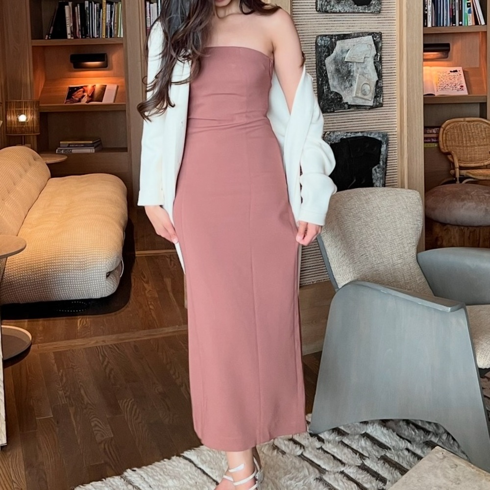 Zara Brown Midi Bustier Dress - Picture 6 of 7